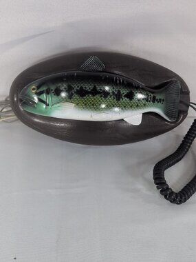 Vintage Fish Landline Phone RJ-14C Fishing Plaque Bass Trout Mancave Cabin GreeV